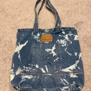 American Eagle Outfitters Blue and White Denim Tote